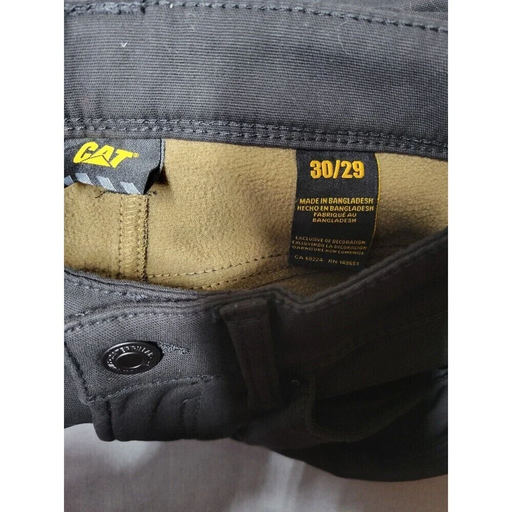 CAT Caterpillar Men's Bonded Fleece Lined Canvas Pant-Black-30x29  Stretch